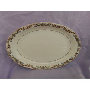 Vintage Homer Laughlin Oval Platter Ivory With Floral Trim Made In USA
